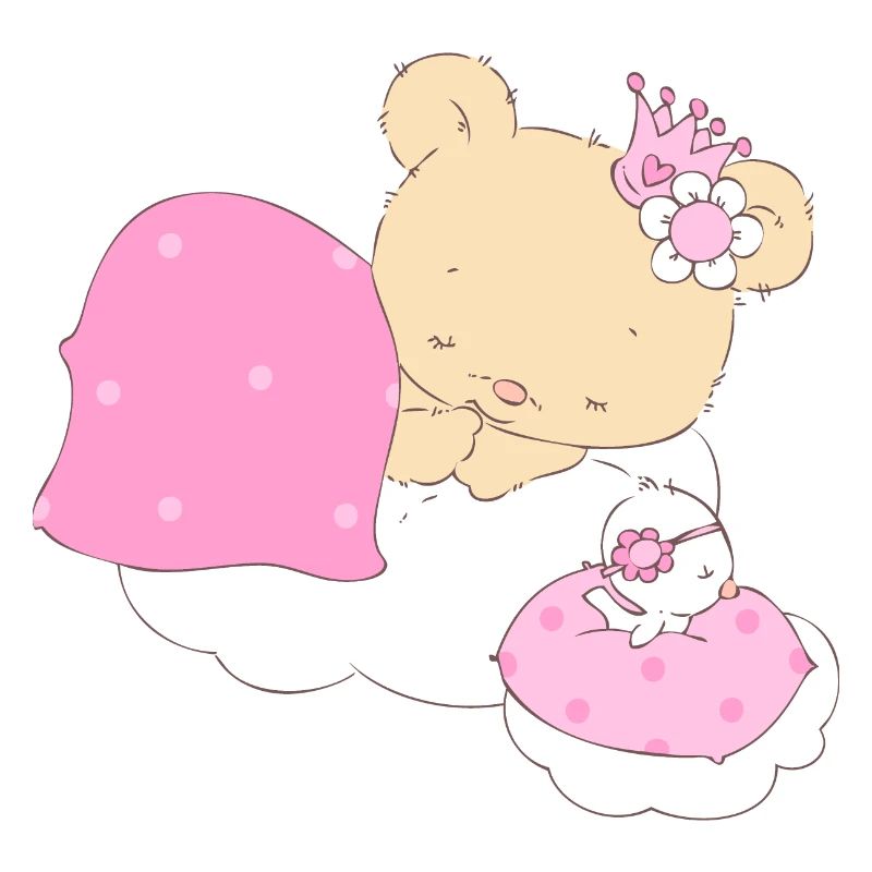 Bear princess sleeping on cloud