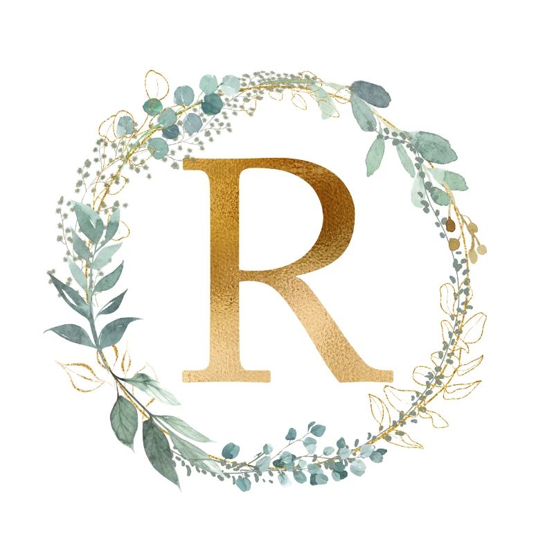 Customizable Monogram R Wreath Botany