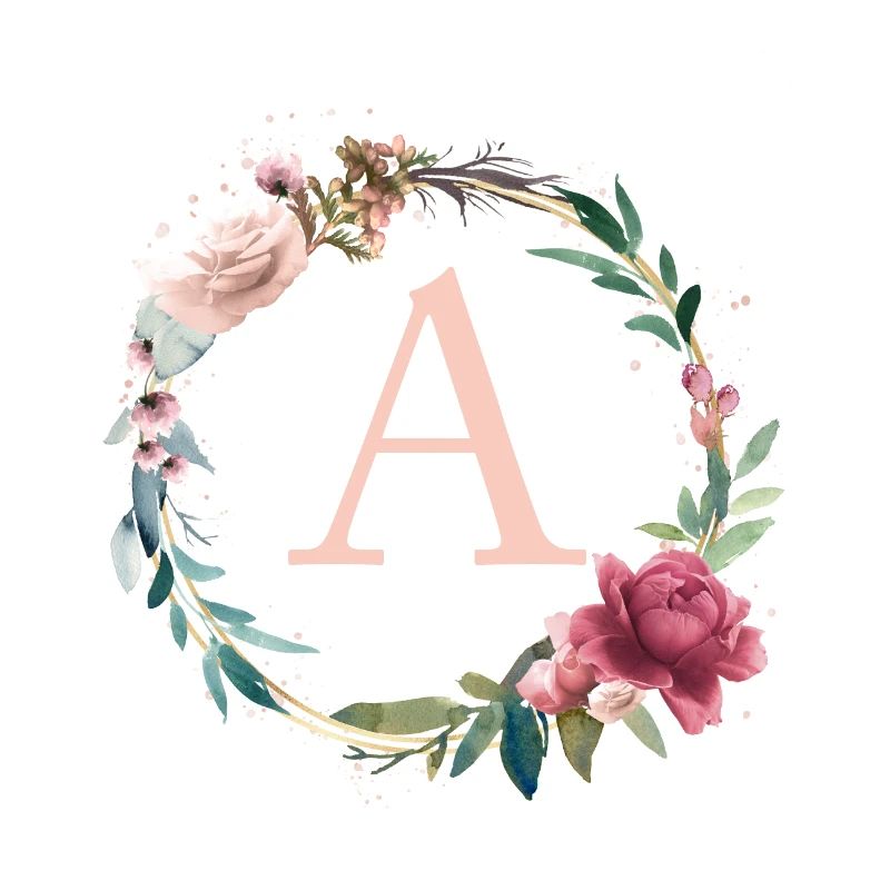Customizable Monogram A Flowers Circle Boho