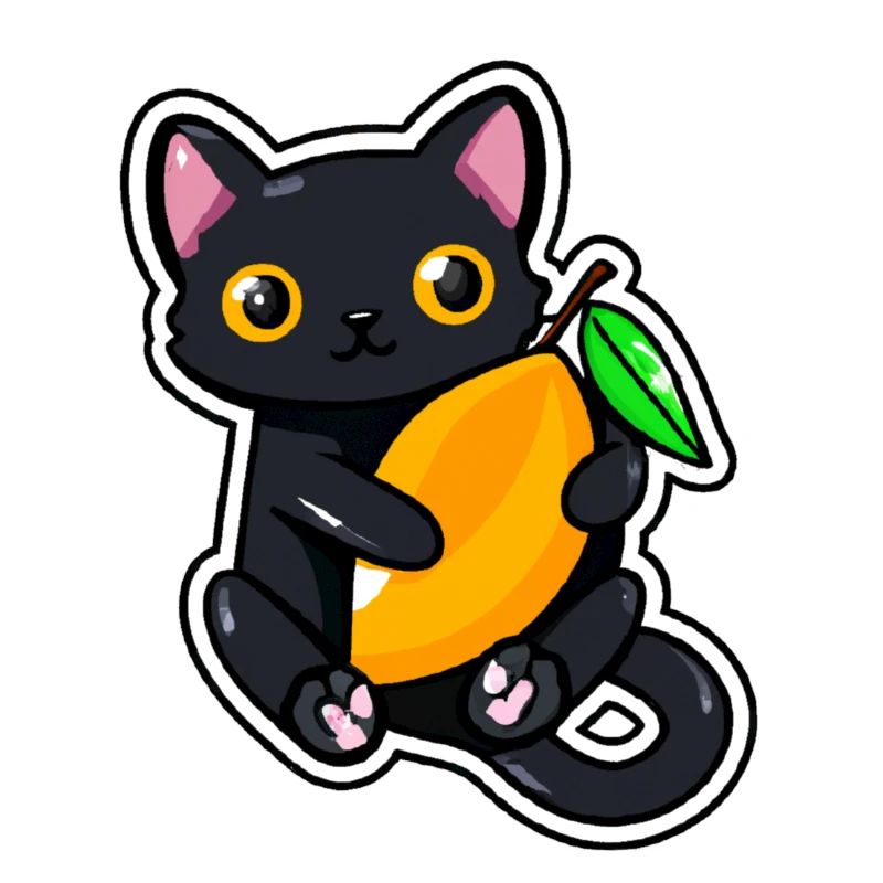 Cat embraces a mango
