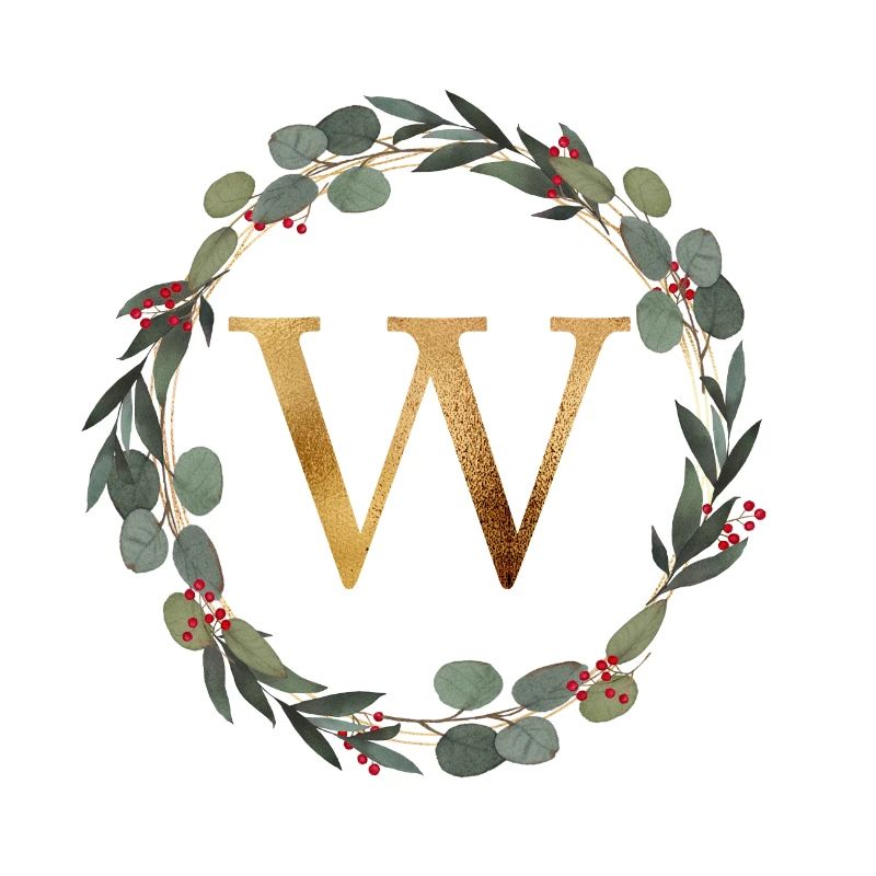 Customizable monogram W wreath