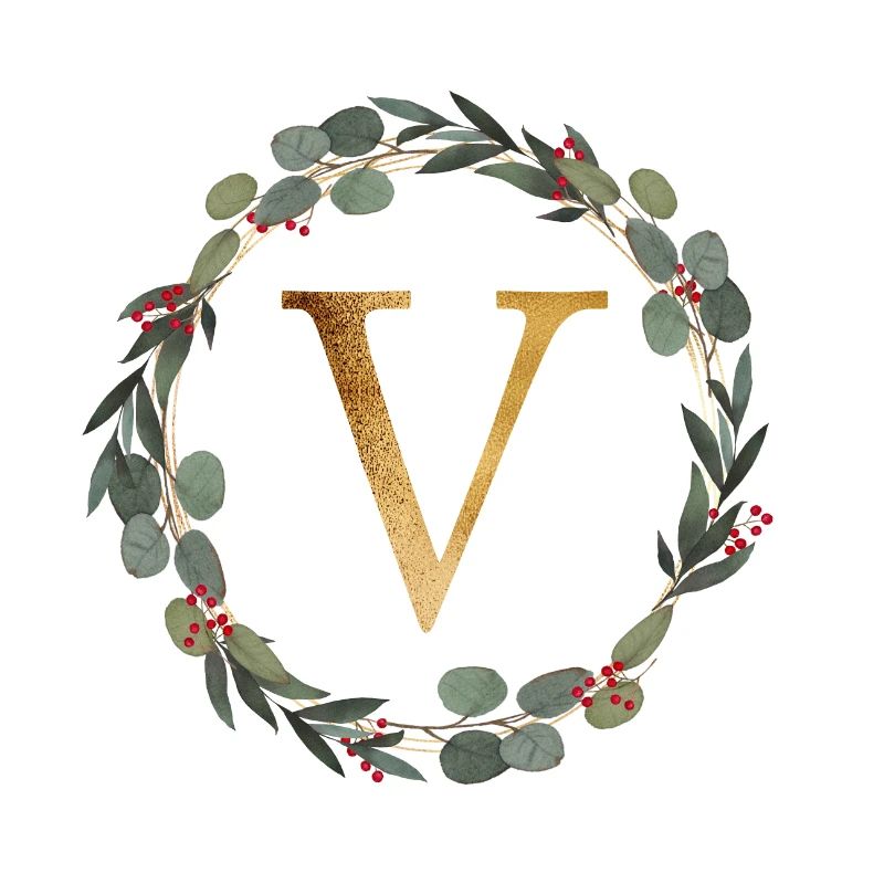 Customizable Monogram V Wreath