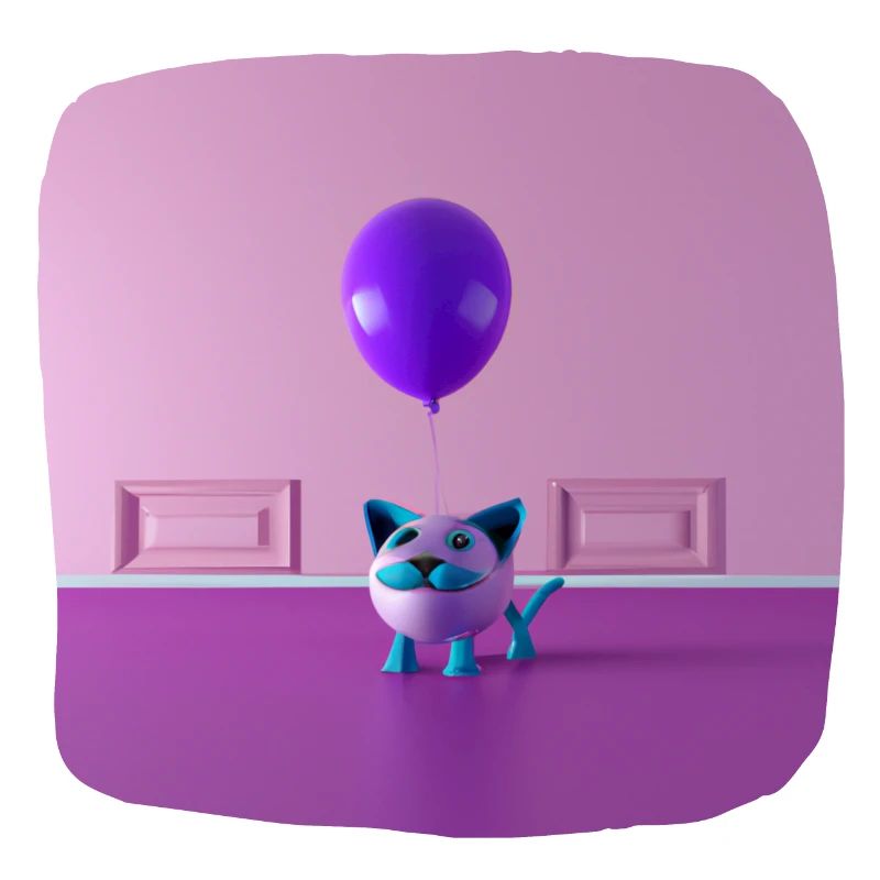 Eine Katze mit Schnurrbart, die einen Ballon hält