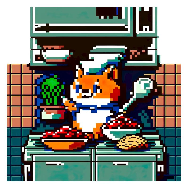 Cooking cat en 8 bits comme un chef dans la cuisine