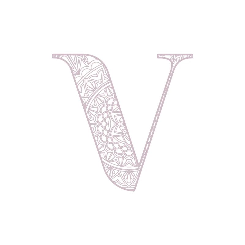 Mandala Monogram Initial in Dusky Pink - Letter V