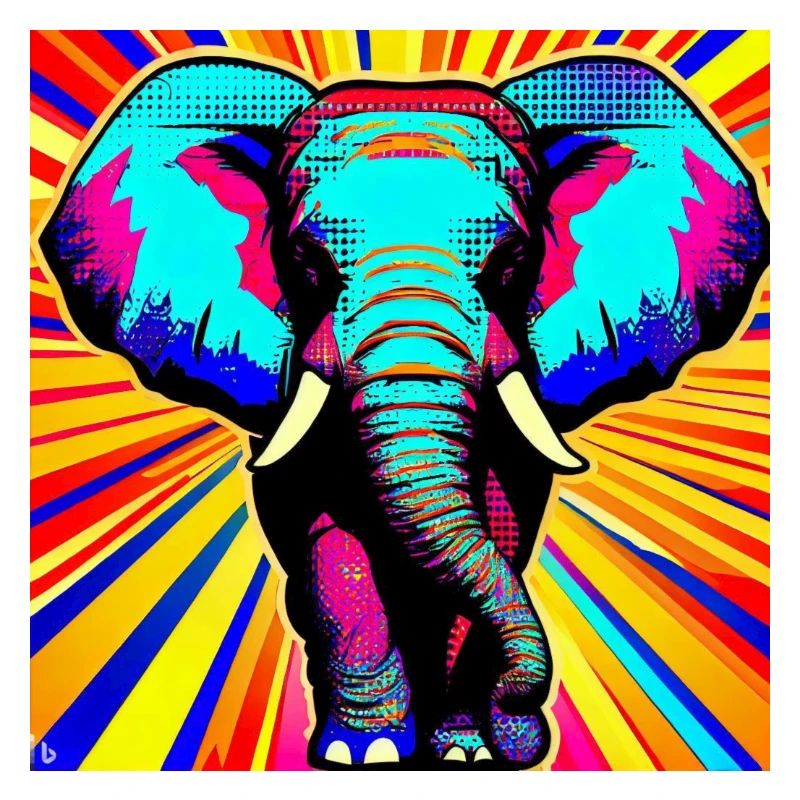 Eléphant Design Pop Art Couleur
