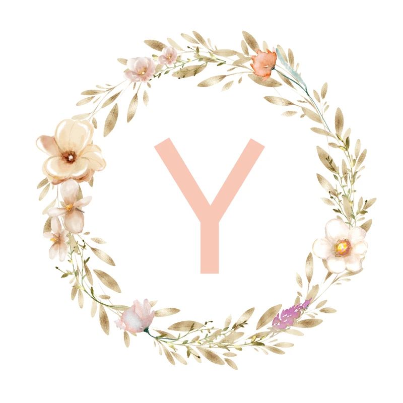 Personalisierbar Monogramm Y Blumenkranz Boho
