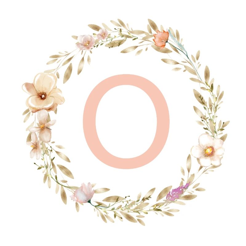 Personalisierbar Monogramm O Blumenkranz Boho