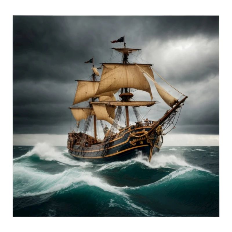 Bateau pirate dans la tempête