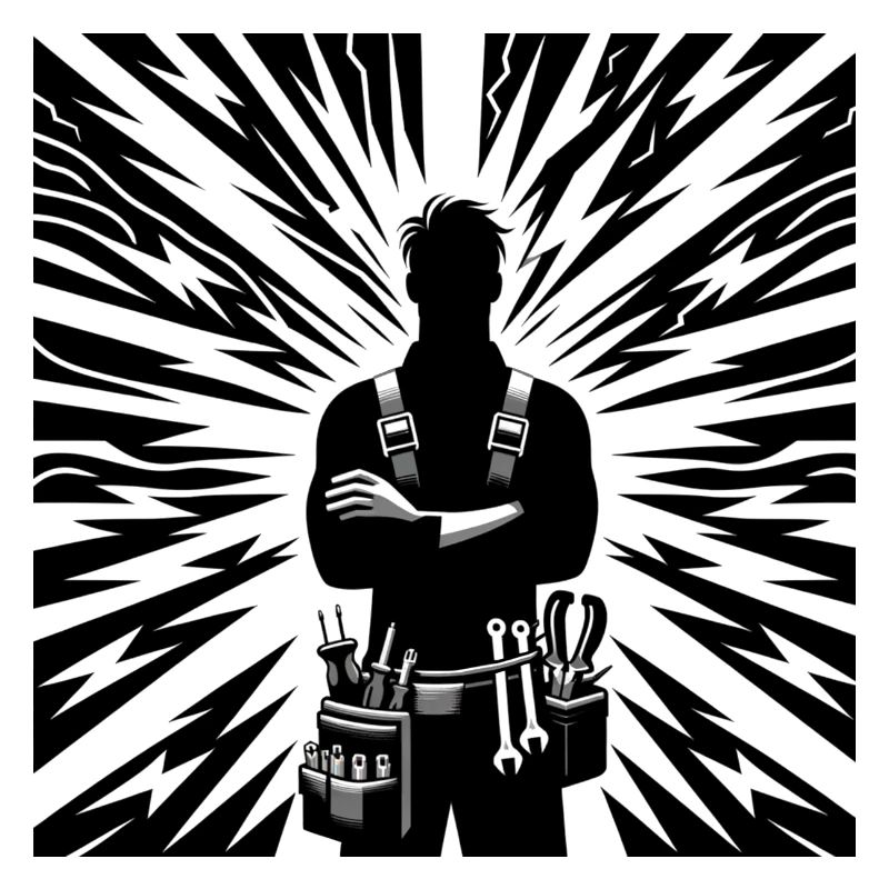 Elektriker Superhelden Silhouette mit Blitz