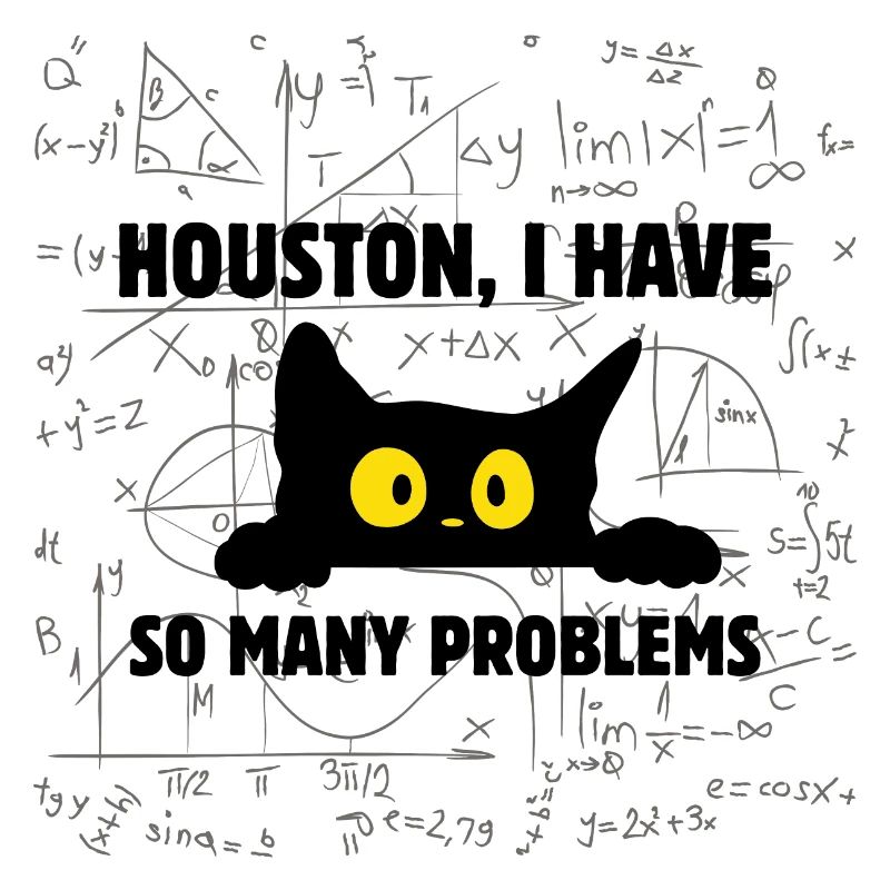 Black cat t-shirt Houston I have so many problems