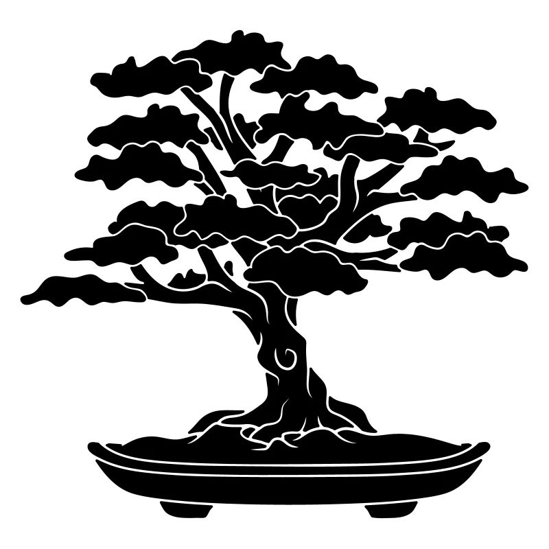 schwarzes comic baeumchen mini bonsai blaetter aes
