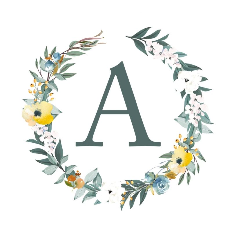 Customizable Monogram A Flowers Circle Spring