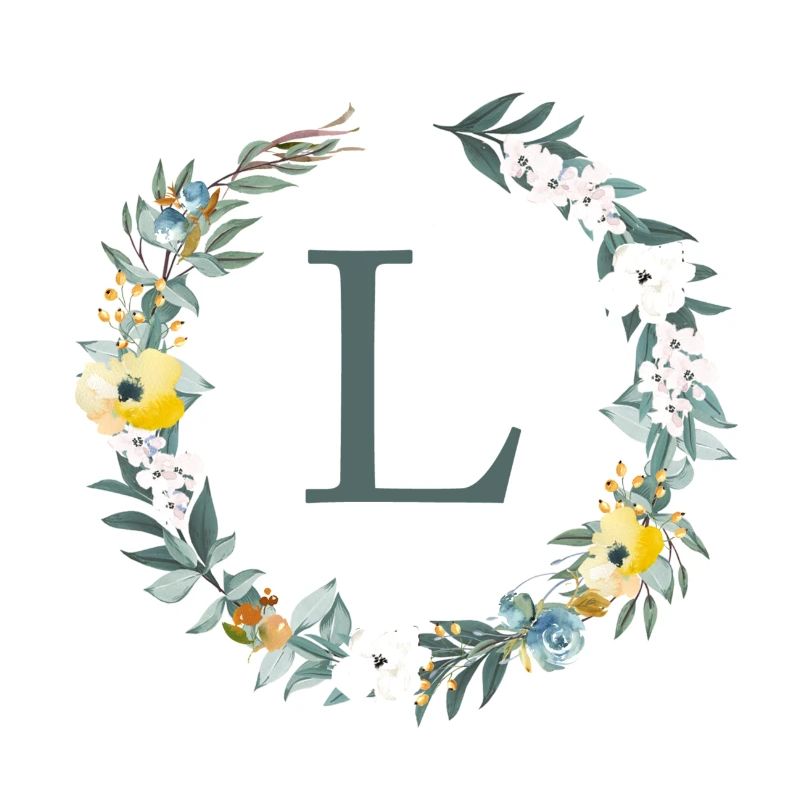 Customizable Monogram L Flowers Circle Spring