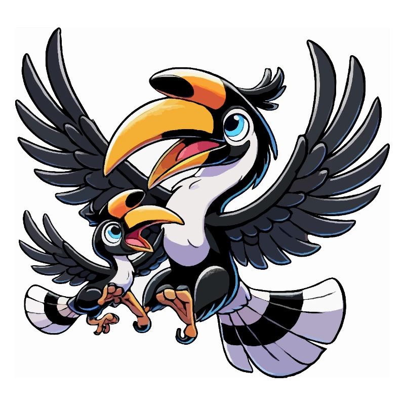 Nashornvogel Mutter und Kind