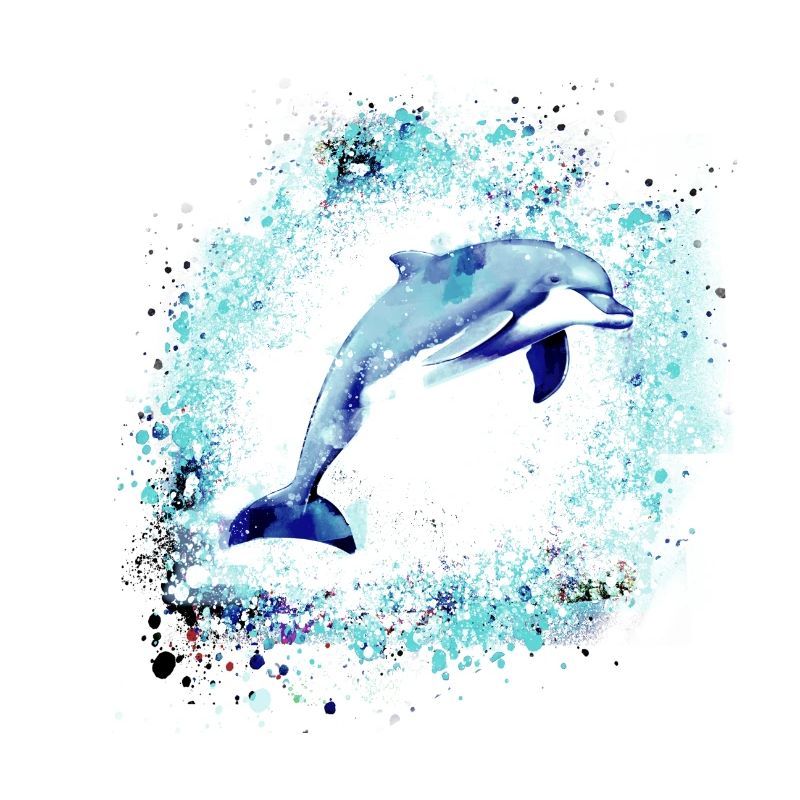 Dauphin, graffitis, peinture,bleu,poisson,