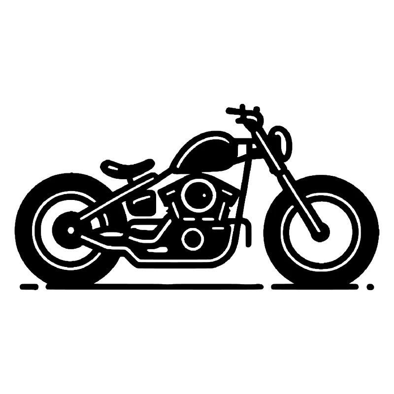 Minimalistisches Bobber Motorrad Line Art schwarz