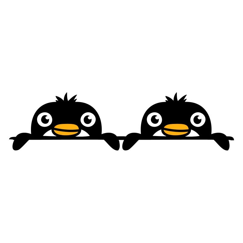 2 amis pingouins jetant un coup d’œil derrière le mur Équipe
