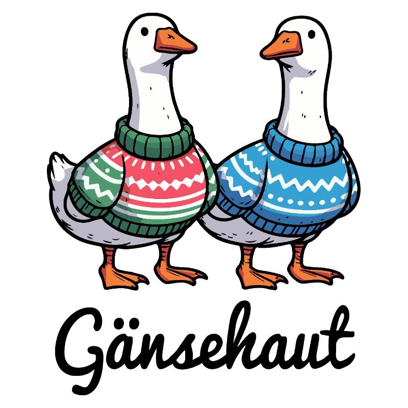 Gänsehaut - Gänse mit Strickpullovern