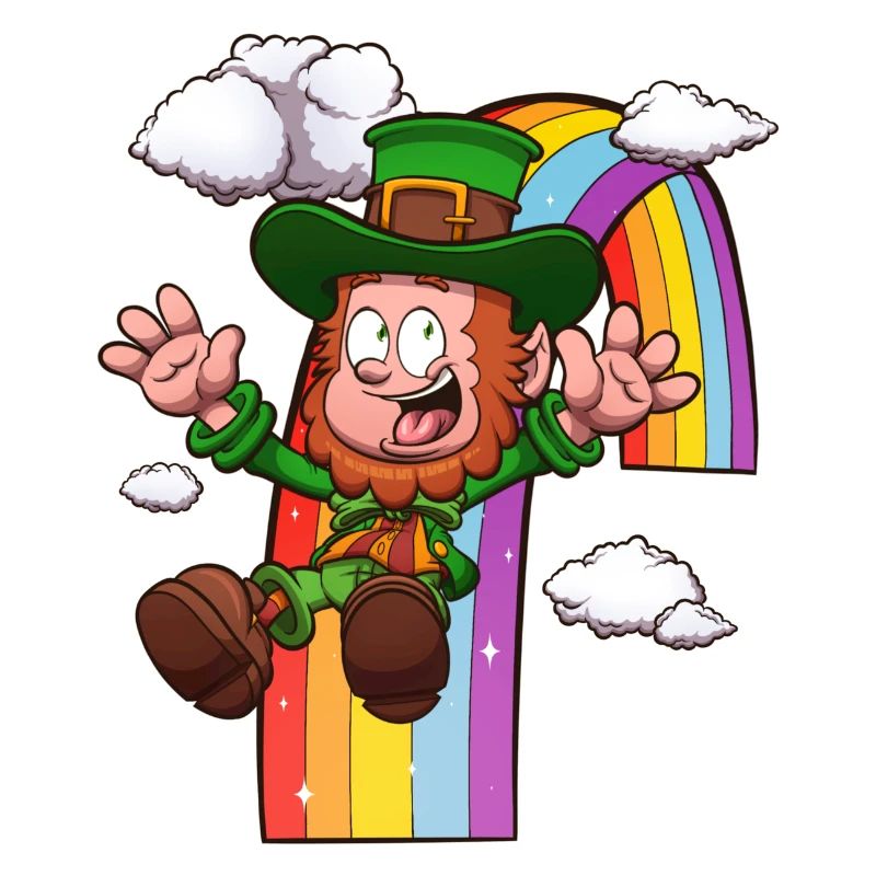 Leprechaun planante sull'arcobaleno