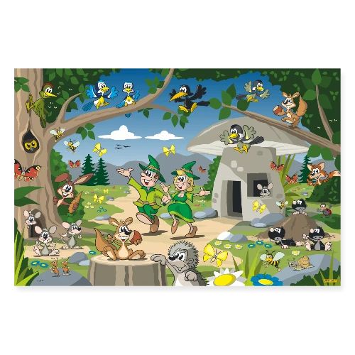 jokatoons Comic Wimmelbild Waldrandwelt - Poster 90x60 cm