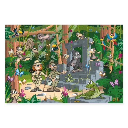 jokatoons Comic Wimmelbild Dschungelwelt - Poster 90x60 cm