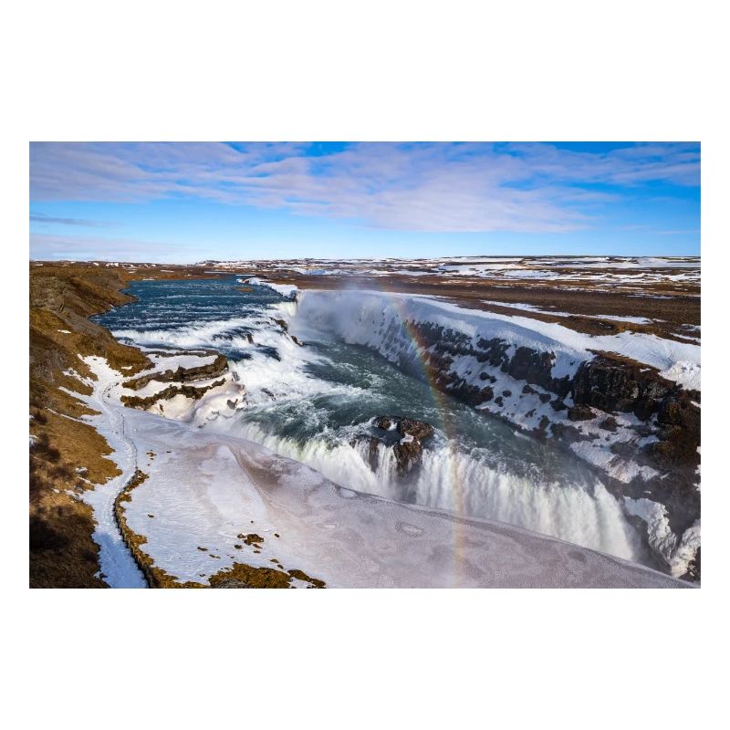 Gullfoss-Wasserfall mit Regenbogen, Island