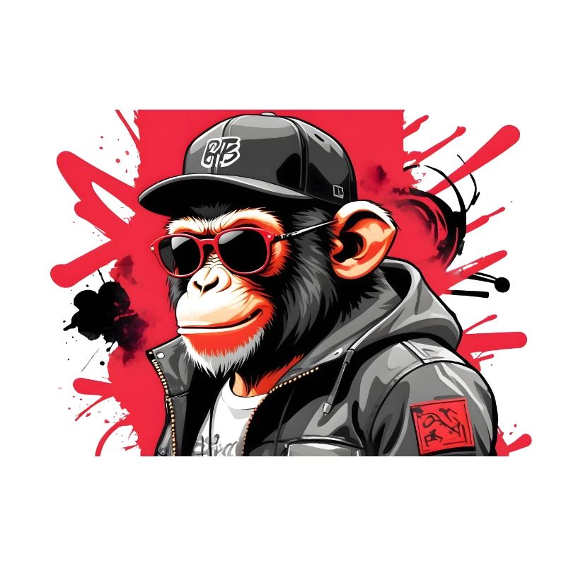 Cool monkey with sunglasses and cap