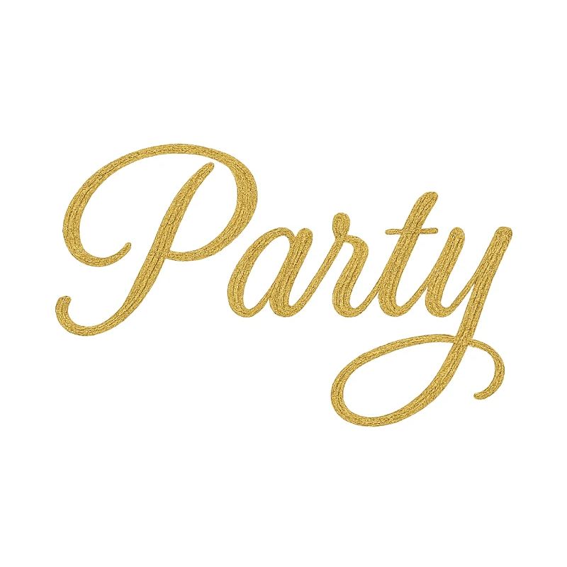 PARTY Elegant Gold Glitter Script for Celebrations