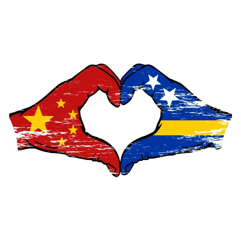 Mains du drapeau de Chine de Curaçao en forme de cœur utilisées