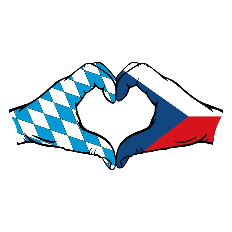 Bavière, République tchèque, Drapeau, Mains, Forme de coeur