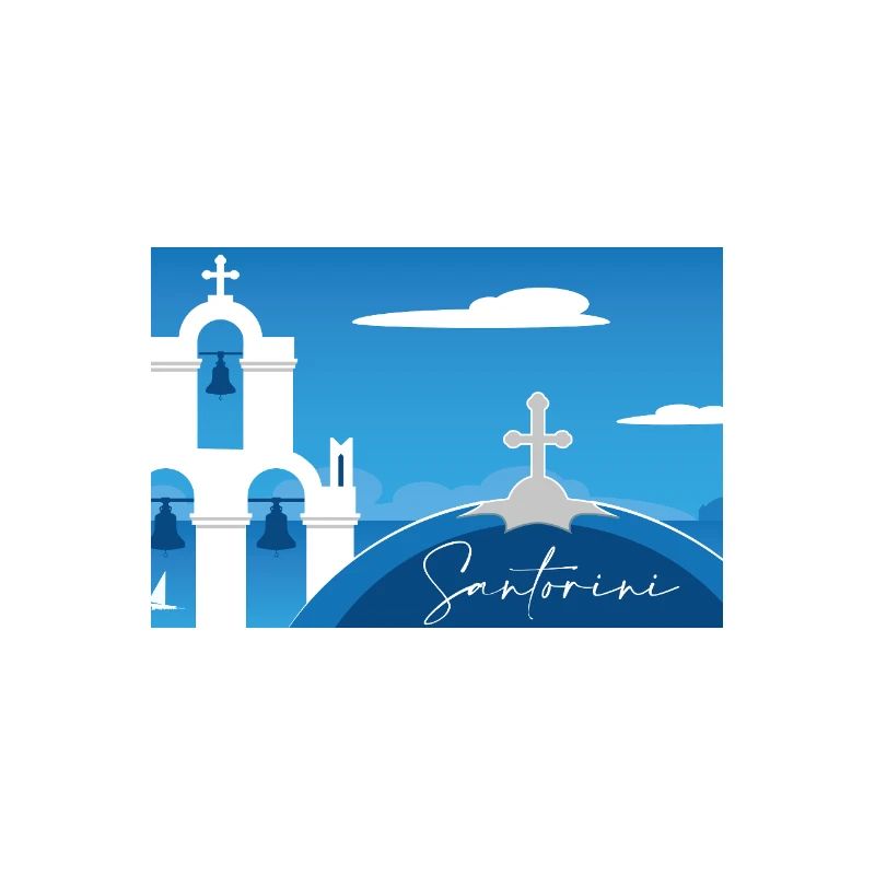 Santorini Panorama von der Kirche aus