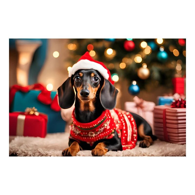 Teckel de Noël mignon