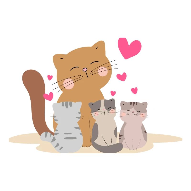Mutter Katze mit ihren Kätzchen mit so viel Liebe!