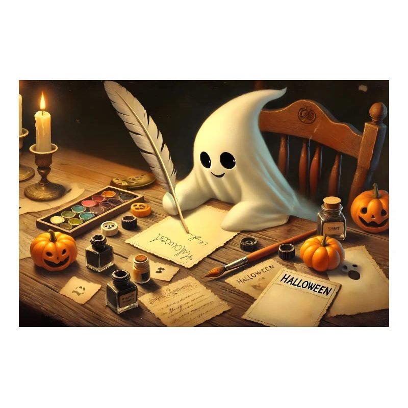 charming ghost writing halloween invitations