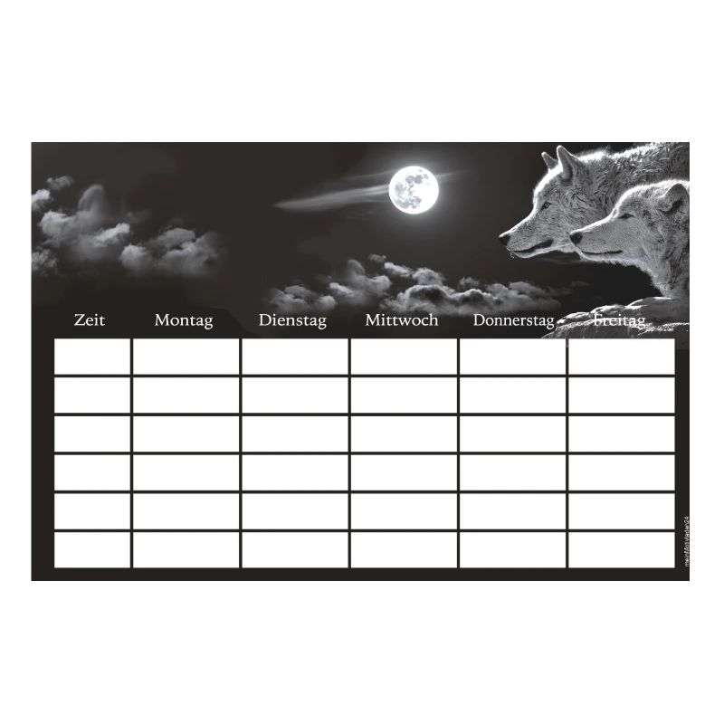 Timetable Wolves with Moon | Customisable