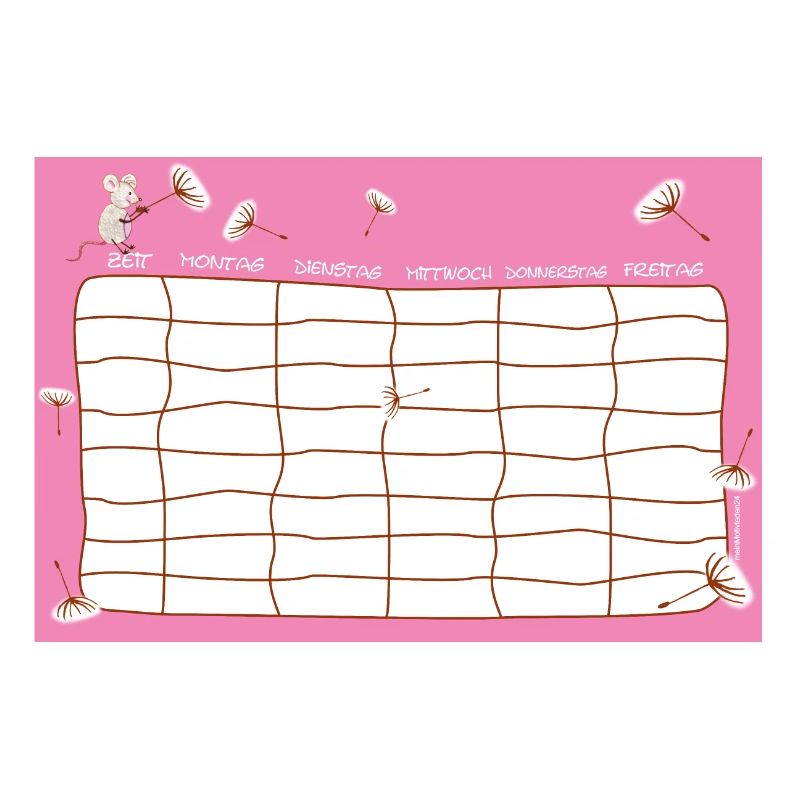 Stundenplan Maus Pusteblume rosa, personalisierbar