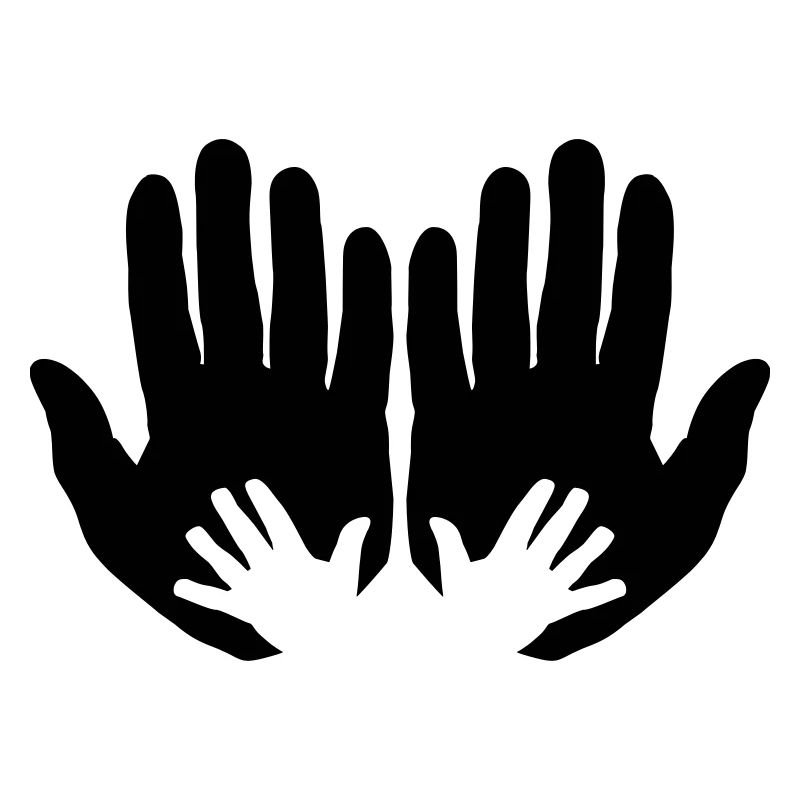 Open parents hands with children's hands