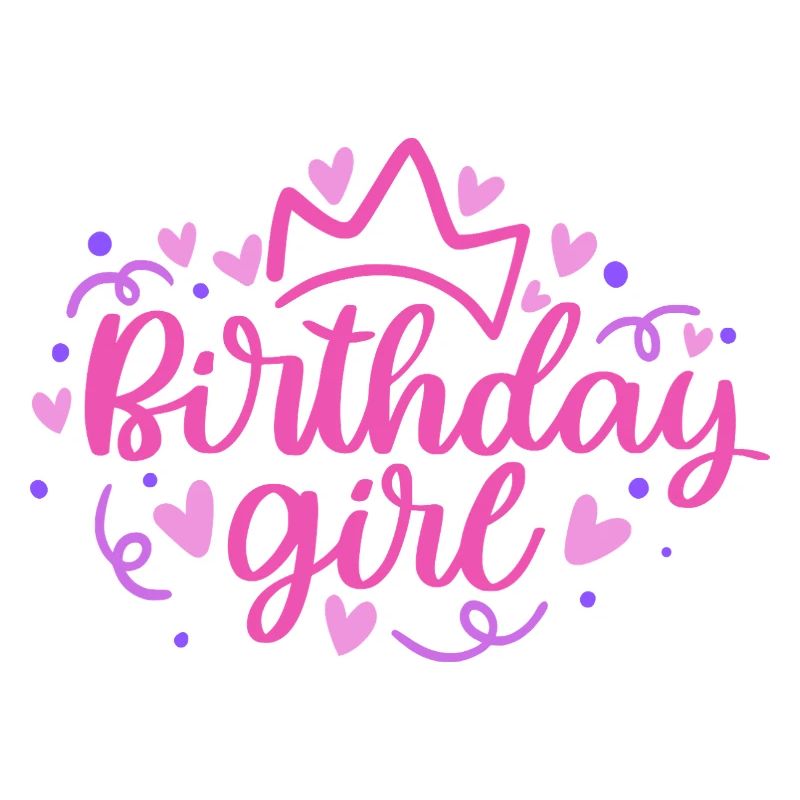 Birthday Girlie mit Krone Herzchen Konfetti
