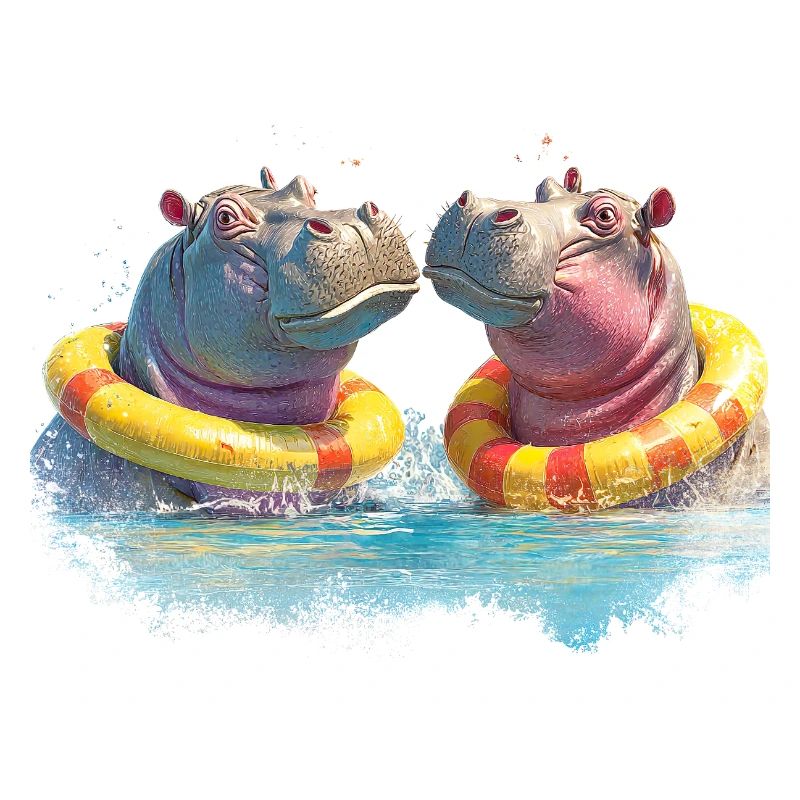Double Hippo Bathing Fun