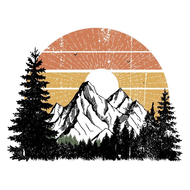 Sunset Mountain Silhouette Design