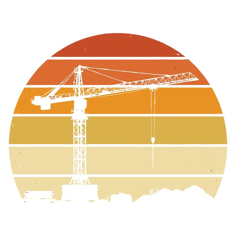 Crane Operator Retro Design – Construction Site & Construction Crane