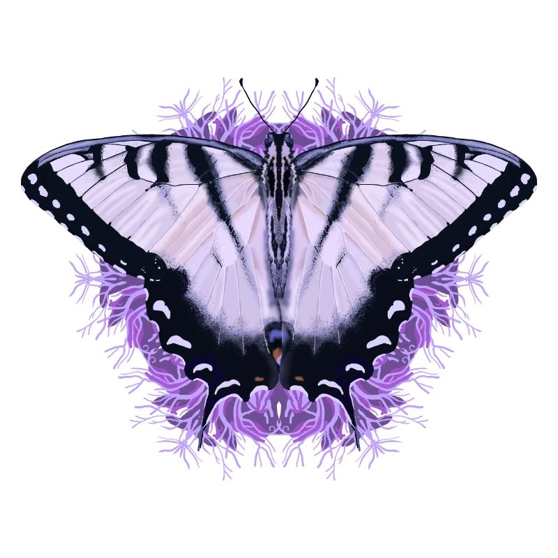 Papillon blanc à fleur pourpre