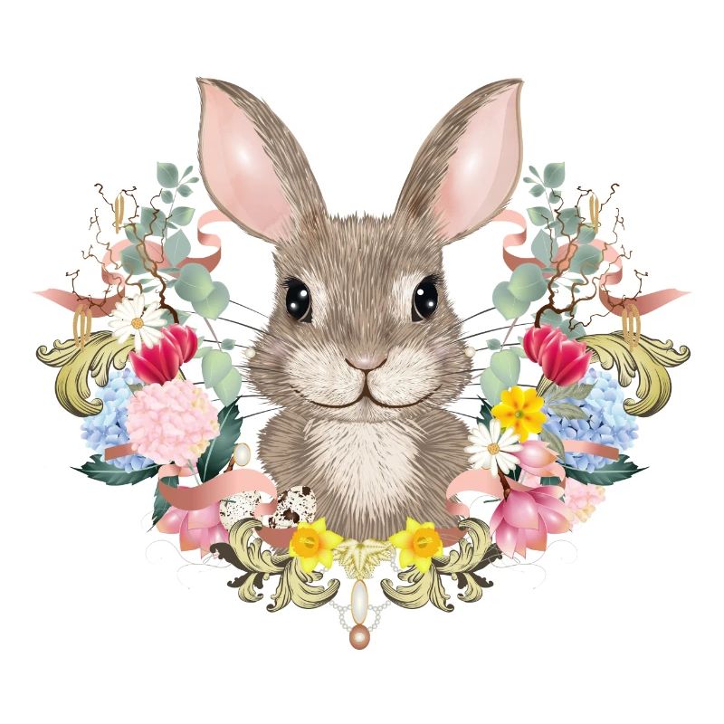 Spring wreath with rabbit as Easter bunny