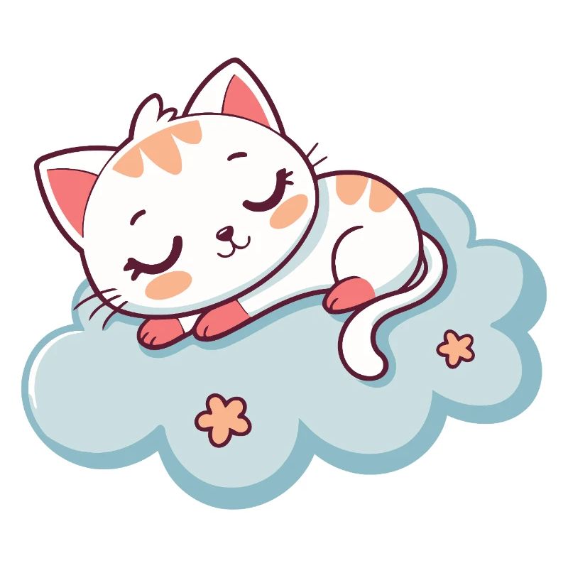 Sleeping Kitten on Soft Cloud
