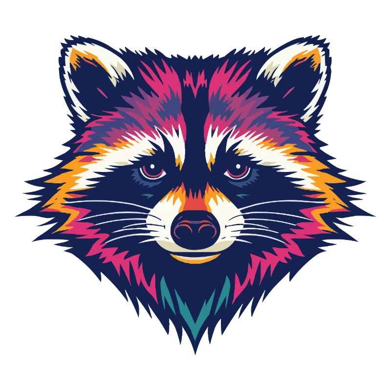 Farbexplosion Waschbär Kopf