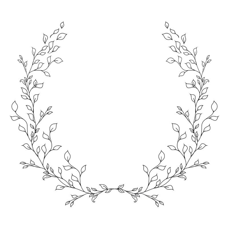 delicately drawn branches as half wreath