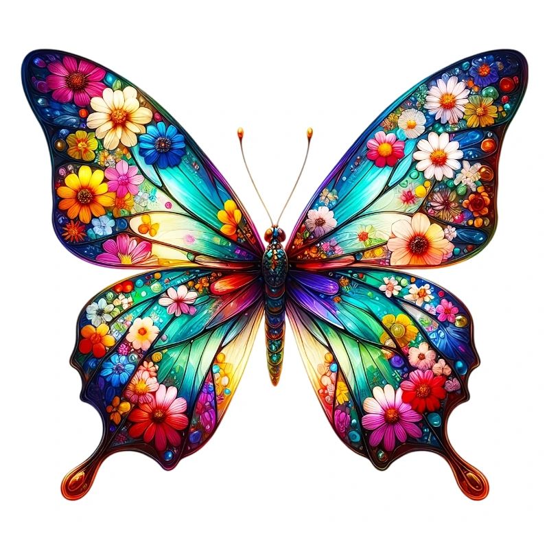 Papillon décoré de fleurs