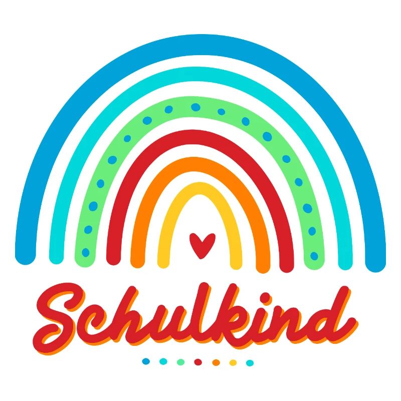 Schulkind bunter Retro Regenbogen Einschulung