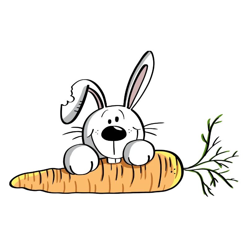 White rabbit with fat carrot - Easter - Easter bunny